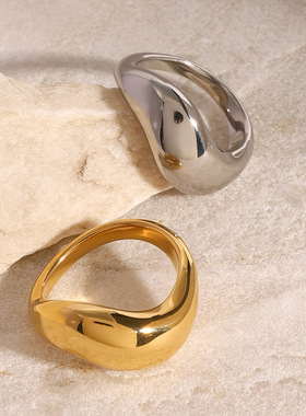 欧美不锈钢戒指高级感小众夸张指环钛钢18k金手饰品ring