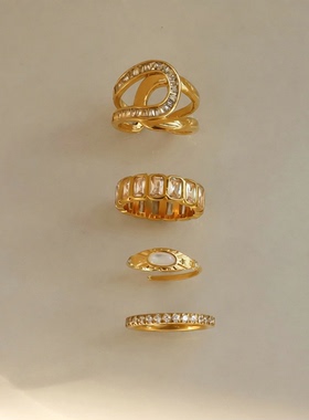 锆石钛钢戒指小众高级感钻戒不锈钢18k金饰品女ring指环