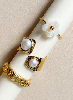 欧美不锈钢花朵戒指女小众设计指环钛钢手饰品rings