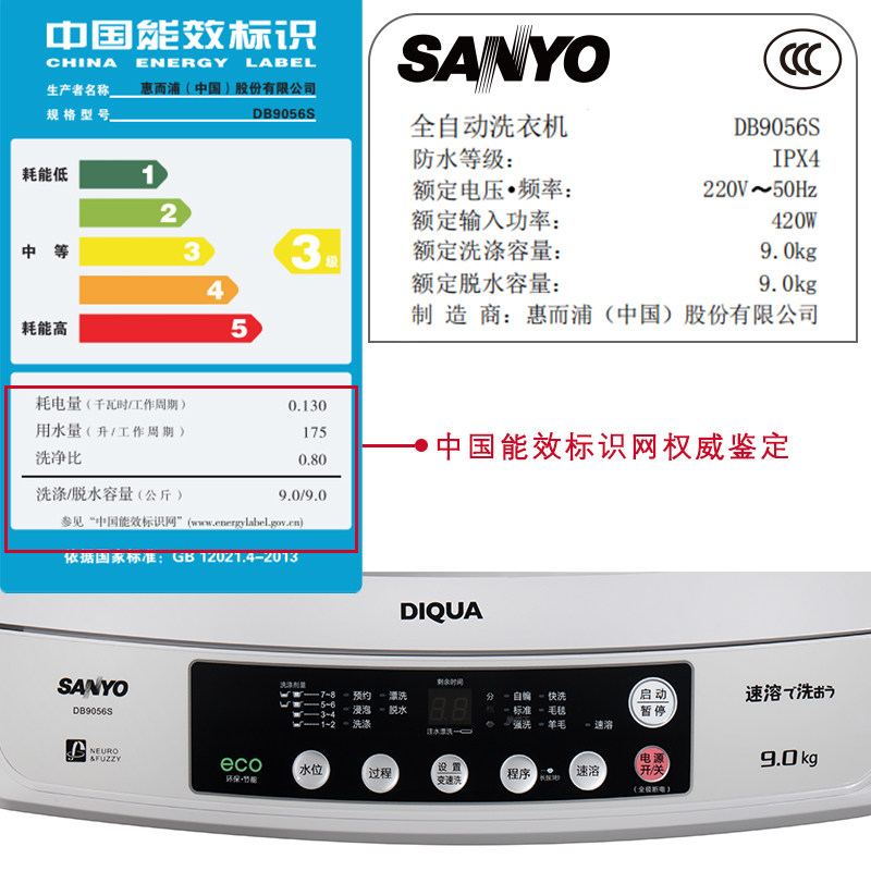 sanyo /三洋db9056s 9公斤kg波轮 三洋洗衣机