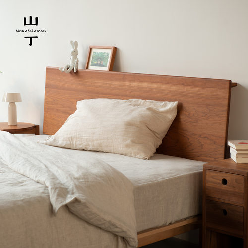 山丁 平檐床 原创复古原木齐边实木床主卧双人简约黑胡桃樱桃白蜡 - 图0