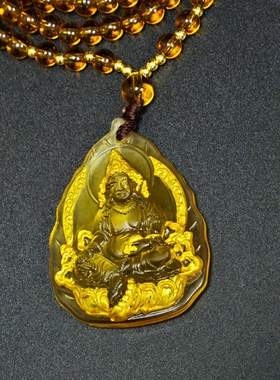 琉璃佛像项链挂件彩绘吊坠黄财神