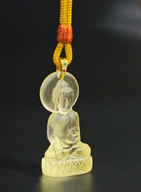 古法琉璃静安寺玉佛立体吊坠