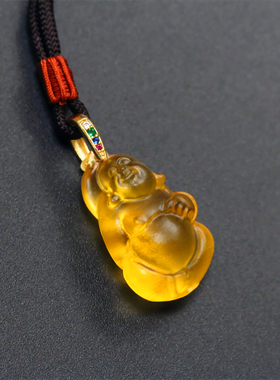 古法男女款琉璃弥勒佛光吊坠