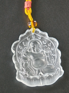 古法琉璃莲花弥勒佛白色佛牌