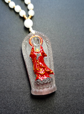 琉璃观世音鎏金彩绘佛珠链吊坠