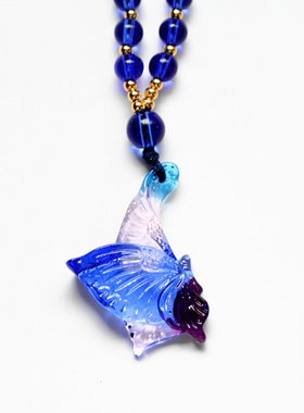 古法琉璃吊坠挂件饰品化蝶小昆虫