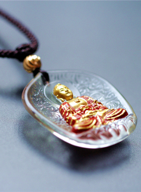 守护神琉璃彩绘结缘佛牌项链吊坠