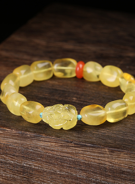 男女天然琥珀蜜蜡手链原创款