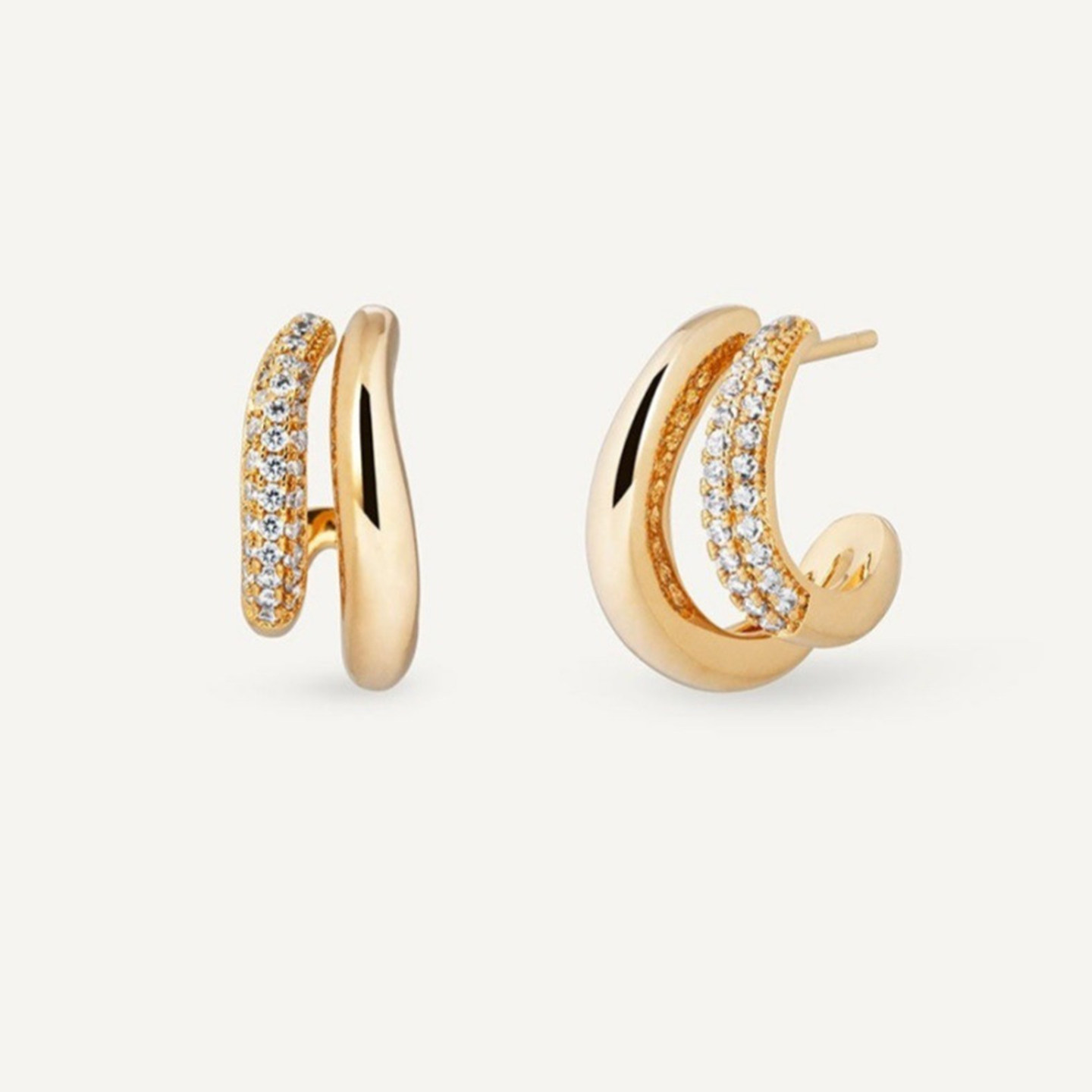 JILIFANG 欧美风法式经典简约双层C圈微镶锆石银针防过敏耳环耳钉,淘宝优惠券,粉丝福利购,淘宝优惠卷