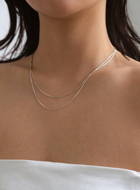 极简纤细18K镀金色蛇骨链项链