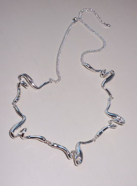 艺术丝带小众高级曲线波浪项链