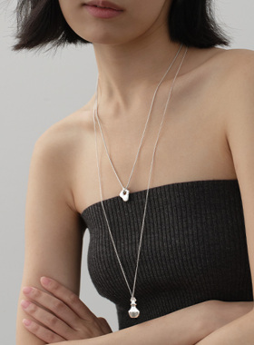 JILIFANG欧美冷淡风高级简约不规则异形水瓶吊坠长款项链毛衣链