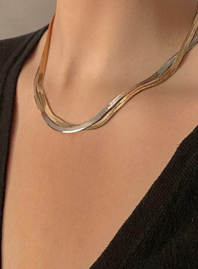 欧美式ins冷淡风时髦镀金蛇骨链