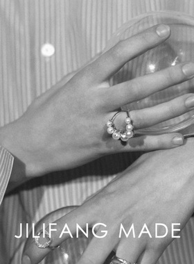 小众设计欧美渐变珍珠戒指