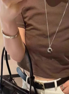 韩国向日葵欧尼银色马蹄项链