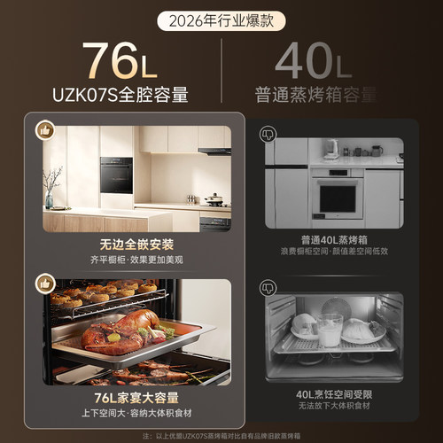 【旗舰爆款】优盟蒸烤一体机嵌入式蒸烤箱家用76L大容量电蒸箱 - 图1
