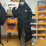 The north face, бархатный ветрозащитный длинный пуховик, утиный пух, длина макси