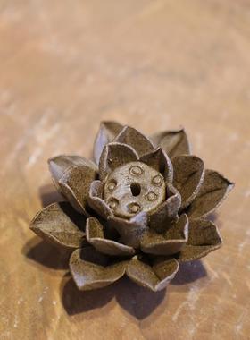 Atpeun景德镇 手工捏制莲花线香盘线香插 荷花点香器檀香炉沉香炉