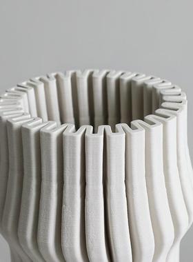 Atpeun白色简约现代陶瓷工艺品创意插花器花瓶摆件3D打印家居软装