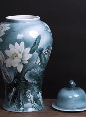 Atpeun景德镇中式手绘陶瓷花瓶仿古客厅家居装饰工艺品瓷器摆件