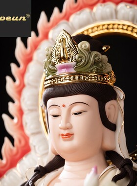 ATPEUN手作高档加彩大势至菩萨佛像摆件客厅佛堂生肖马守护神本