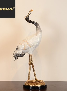 ATPEUN珐琅彩仙鹤松鹤延年摆件玄关家居装饰品客厅新中式乔迁装饰