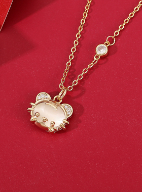 925纯银老虎项链轻奢小众白玉髓