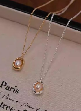 S925纯银珍珠项链女款精致颈链