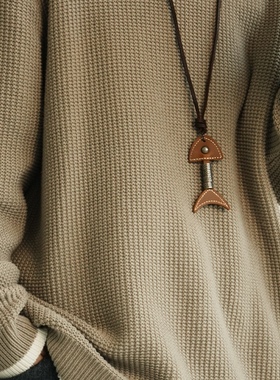 鱼骨吊坠项链小众复古大气高级感