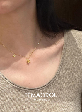 清冷感金色雪花吊坠项链时尚轻奢