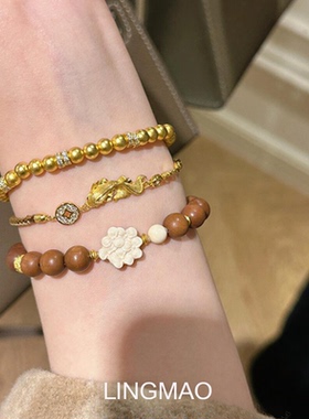 新中式拉丝金鱼锦鲤钱币编织手绳