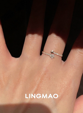 金色mini点钻星星花朵戒指高级感