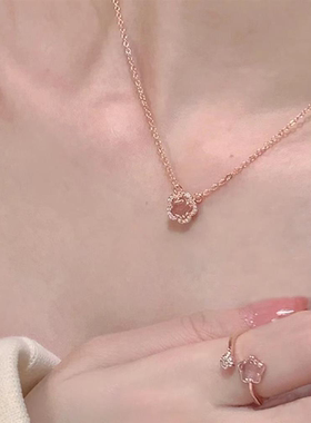 浪漫樱花项链女生S925纯银毛衣链