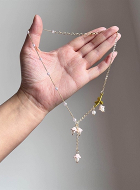 铃兰花仿珍珠流苏项链小众高级感