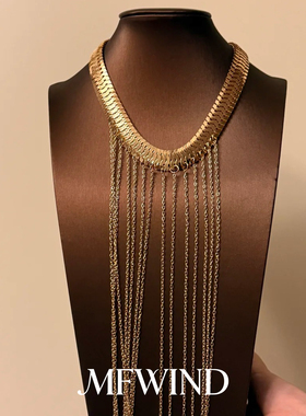 Vintage中古金属长款流苏身体链