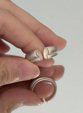 S925纯银复古磨砂雕刻蝴蝶戒指女