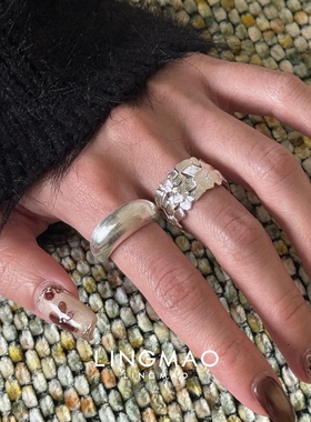 不规则碎片拼接宽口戒指简约百搭