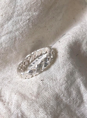 极简风银色麻花戒指时尚气质百搭