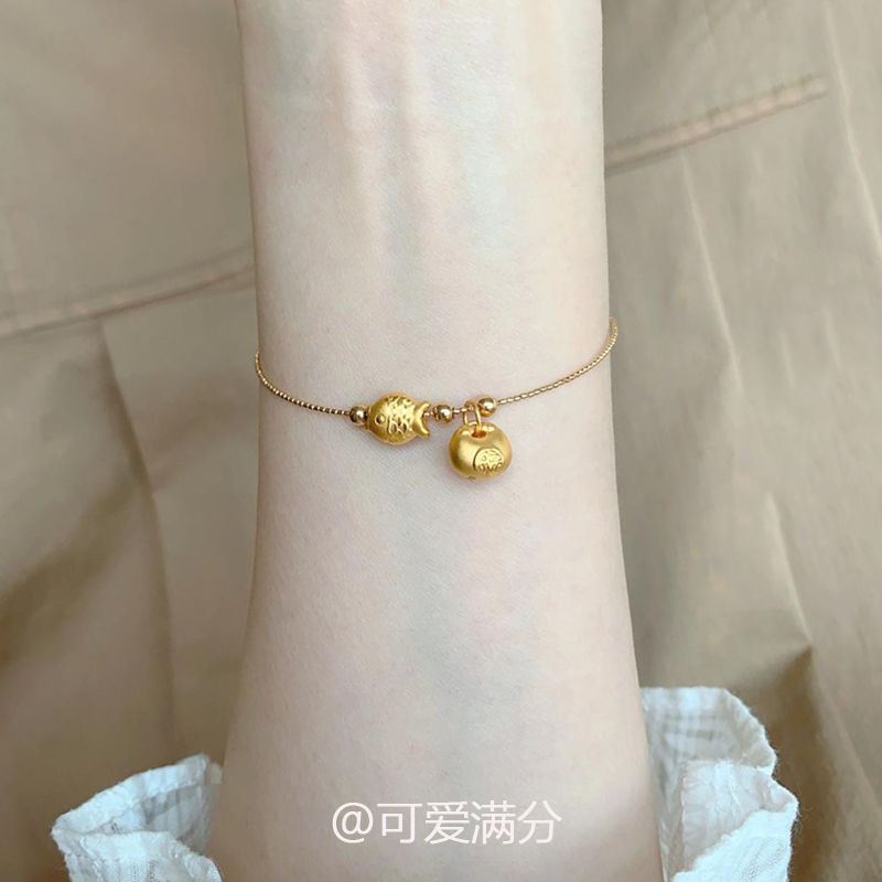 复古金色小福袋锦鲤手链新中式时尚百搭轻奢气质精致新款显白手饰,淘宝优惠券,粉丝福利购,淘宝优惠卷