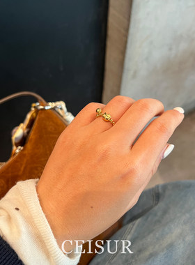 古法金色链条kt猫戒指轻奢高级感