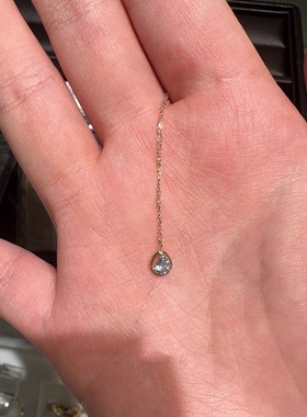 S925纯银mini海蓝水滴项链高级感