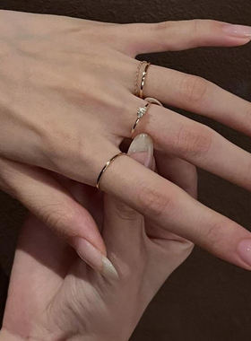 S925银极简素圈戒指叠戴轻奢高级