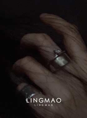 做旧银色宽口素圈戒指小众高级感