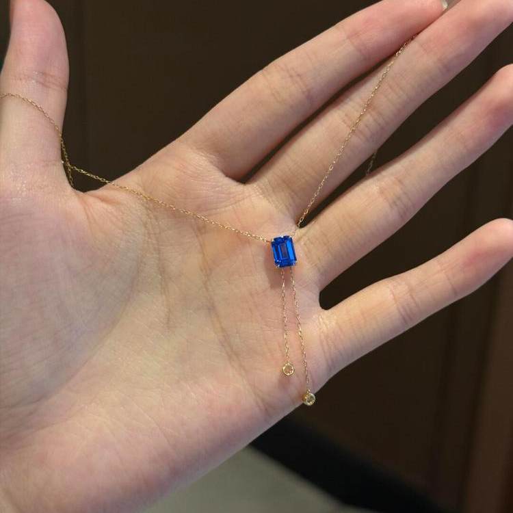 法式复古蓝色方糖流苏项链女款2025新款高级感轻奢小众锁配饰骨链,淘宝优惠券,粉丝福利购,淘宝优惠卷