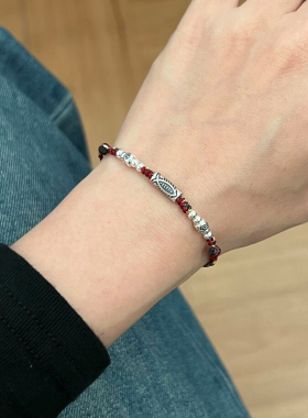 新中式复古锦鲤串珠红绳好运手链