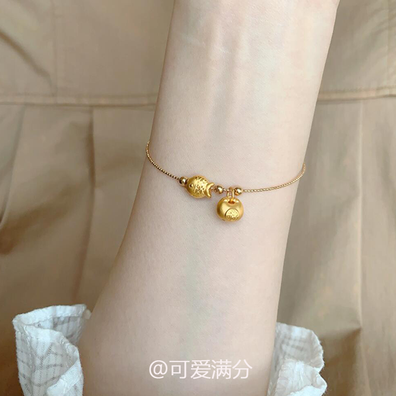 复古金色小福袋锦鲤手链新中式时尚百搭轻奢气质精致新款显白手饰,淘宝优惠券,粉丝福利购,淘宝优惠卷
