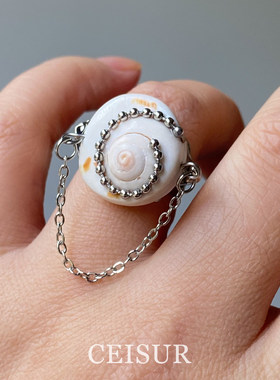 波西米亚风海螺链条戒指小众独特