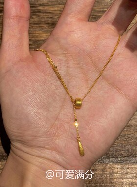 金色拉丝水滴项链轻奢小众高级感