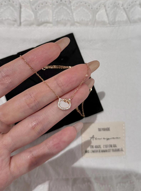 甜美可爱爆闪仿贝母猫咪吊坠项链